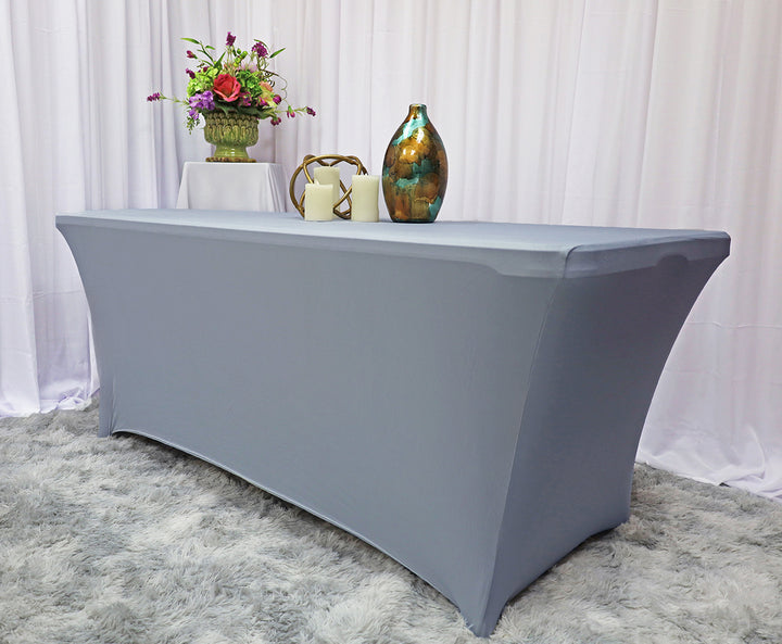 6 Ft Rectangular Spandex Table Cover - Dusty Blue (1pc)