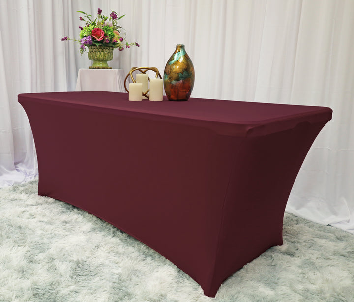 5 Ft Rectangular Spandex Table Cover - Burgundy (1pc)