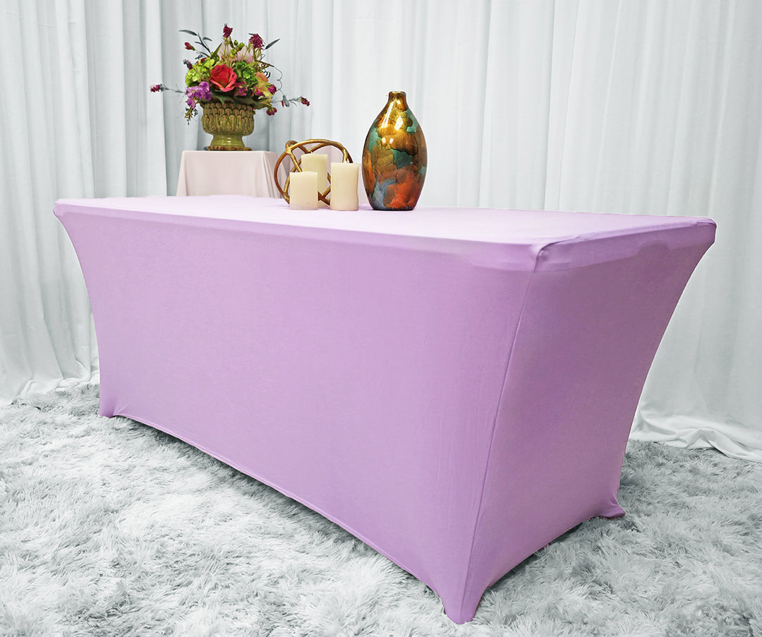 Cubierta de mesa rectangular de spandex (220 GSM) de 5 pies - Lavanda (1 pieza)