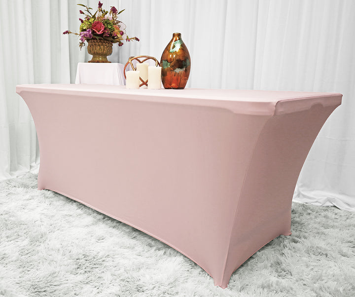 Mantel rectangular de spandex (220 GSM) de 5 pies - Rosa rubor/oro rosa (1 pieza)