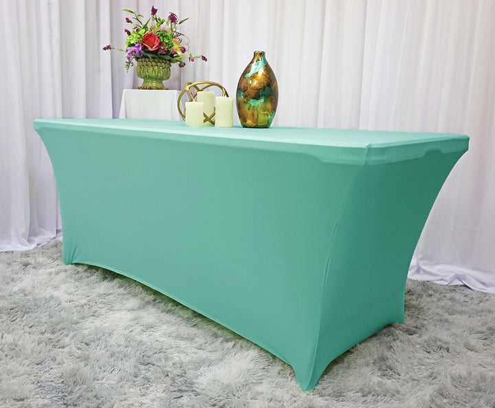 6 Ft Rectangular Spandex Table Cover - Tiff Blue/Aqua Blue (1pc)