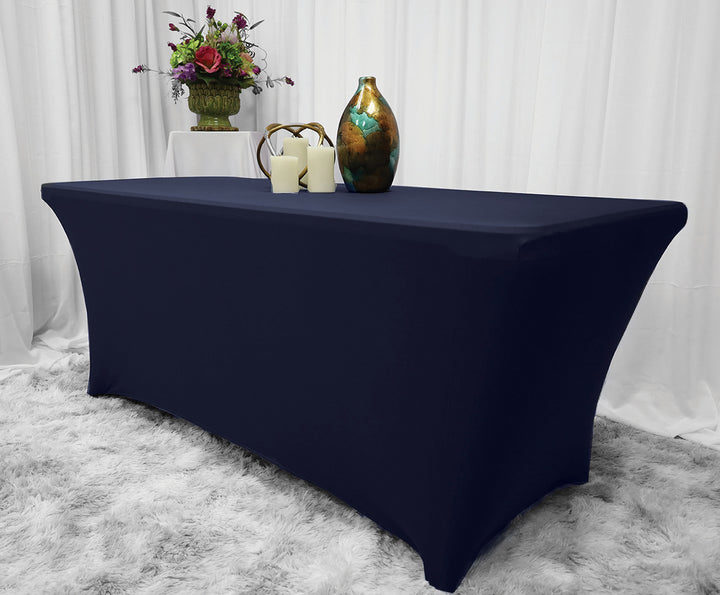 Housse de table rectangulaire en spandex de 6 pi - Bleu marine (1pc)