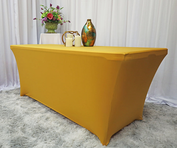 5 Ft Rectangular Spandex Table Cover - Gold (1pc)