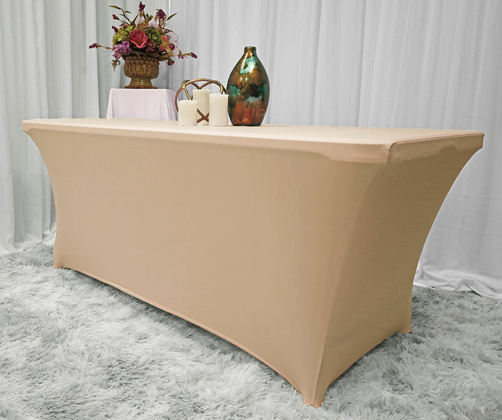 5 Ft Rectangular Spandex Table Cover - Champagne (1pc)
