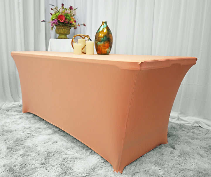 6 Ft Rectangular Spandex Table Cover - Apricot/Peach (1pc)