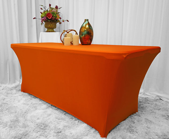 Housse de table rectangulaire en spandex de 5 pieds - Orange (1pc)