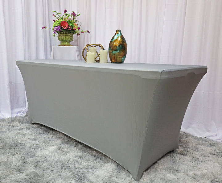 5 Ft Rectangular Spandex Table Cover - Silver (1pc)
