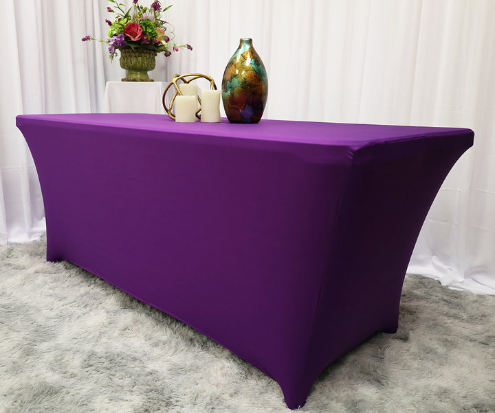 6 Ft Rectangular Spandex Table Cover - Purple (1pc)