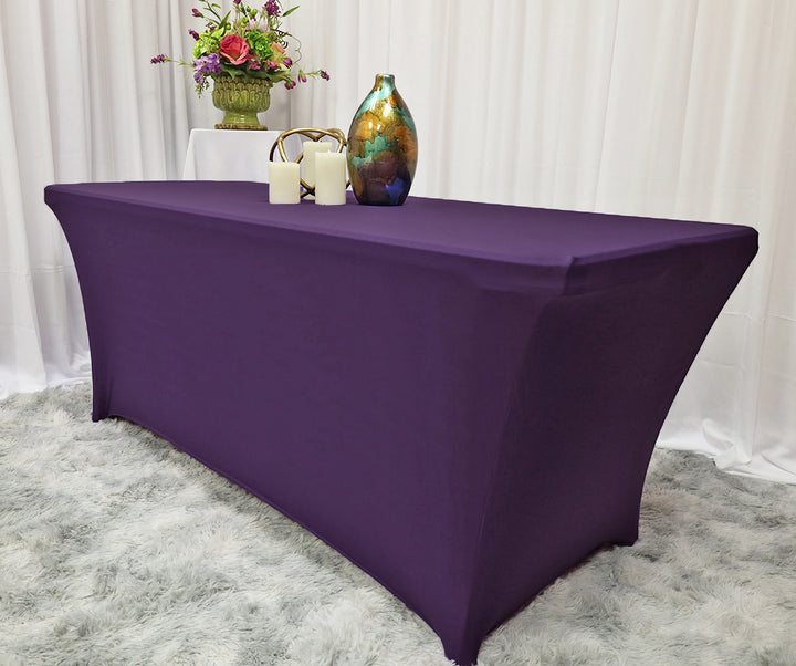 8 Ft Rectangular Spandex Table Cover - Eggplant (1pc)