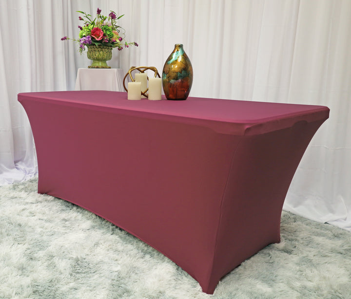 8 Ft Rectangular Spandex Table Cover - Sangria (1pc)