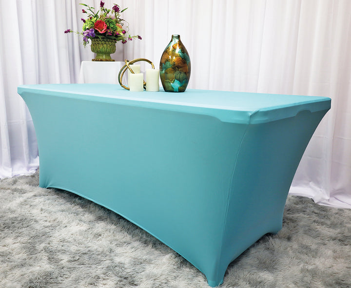 Housse de table rectangulaire en spandex de 6 pi - Bleu piscine (1 pièce)