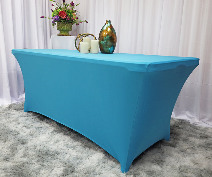 6 Ft Rectangular Spandex Table Cover - Turquoise (1pc)