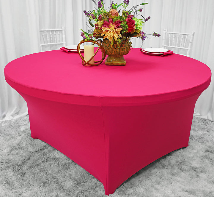 Mantel redondo de spandex (220 GSM) de 5 pies - Fucsia (1 pieza)