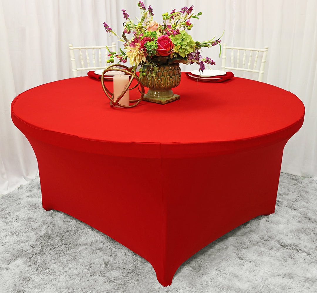 5 Ft Round Spandex (220 GSM) Table Cover - Red (1pc)