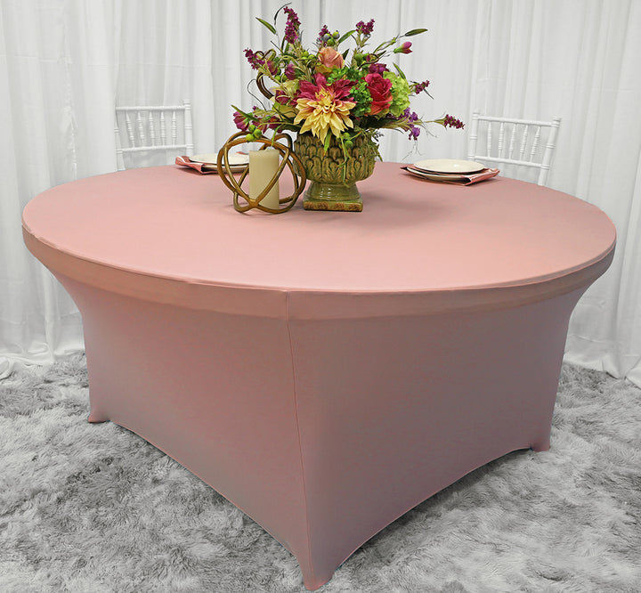 6 Ft Round Spandex Table Cover - Blush Pink/Rose Gold (1pc)