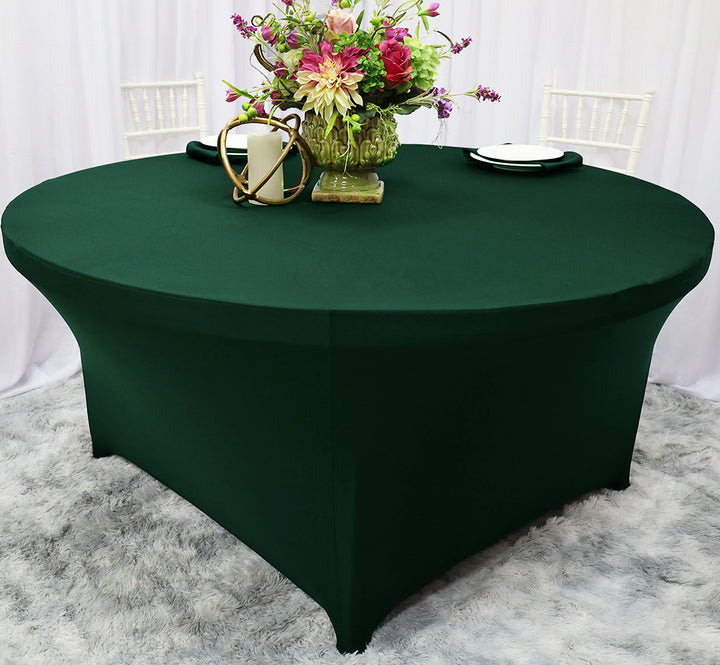 Housse de table ronde en élasthanne de 6 pieds - Vert chasseur/Vert houx (1 pièce)