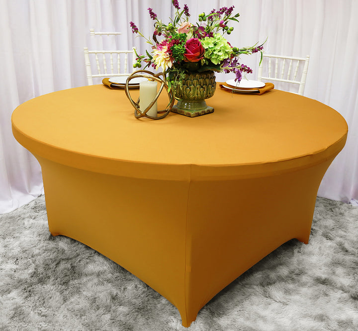 5 Ft Round Spandex Table Cover - Gold (1pc)