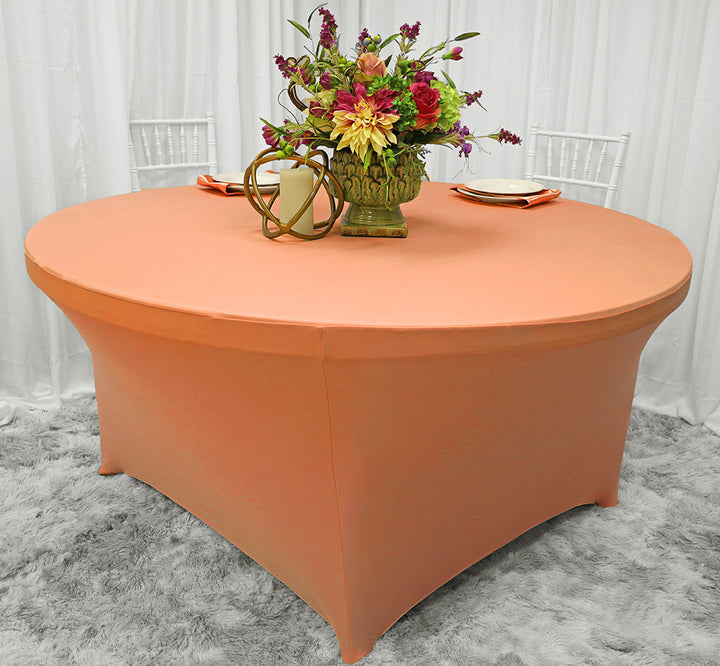 6 Ft Round Spandex Table Cover - Apricot/Peach (1pc)