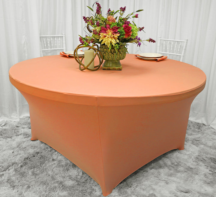 Housse de table ronde en élasthanne de 5 pieds - Abricot/Pêche (1pc)