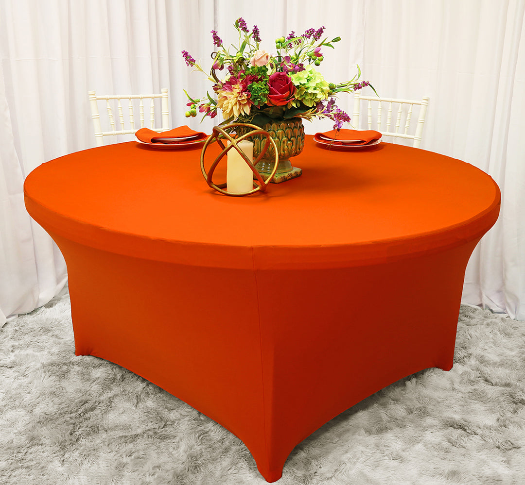 6 Ft Round Spandex (220 GSM) Table Cover - Orange (1pc)