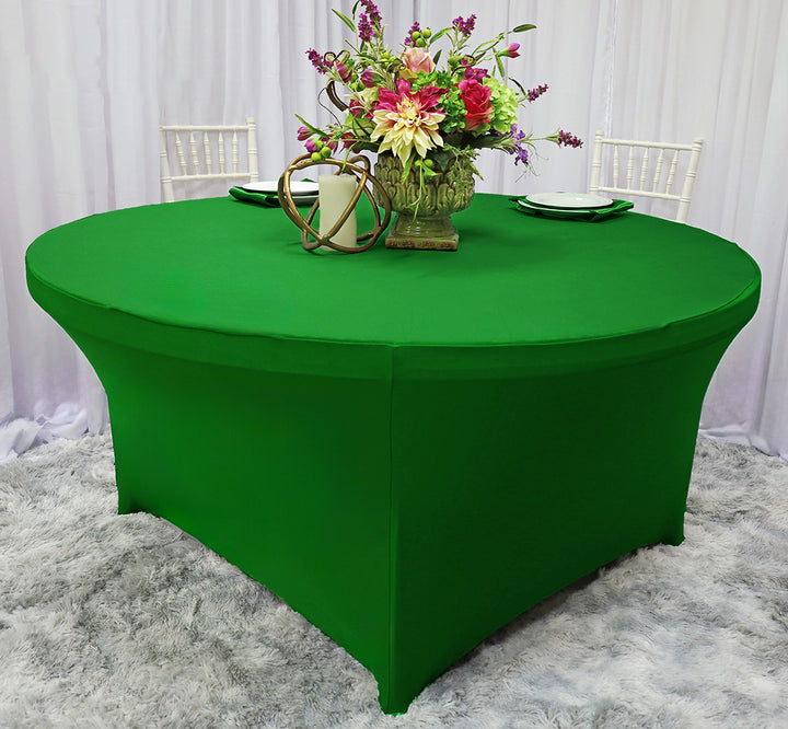 Housse de table ronde en élasthanne de 4 pieds - Vert émeraude (1pc)
