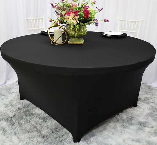 4 ft Round Black Spandex Tablecloth