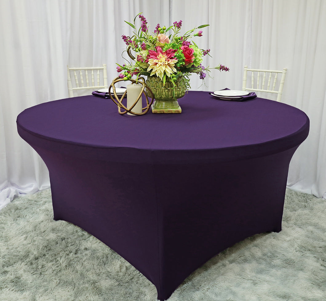 Housse de table ronde en spandex de 6 pieds - Aubergine (1pc)