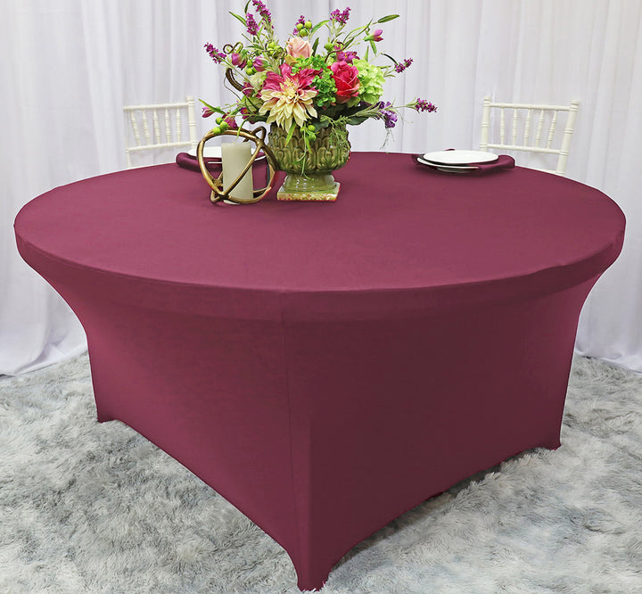Mantel redondo de spandex (220 GSM) de 5 pies - Sangría (1 pieza)
