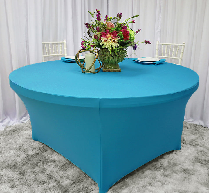 6 Ft Round Spandex Table Cover - Turquoise (1pc)