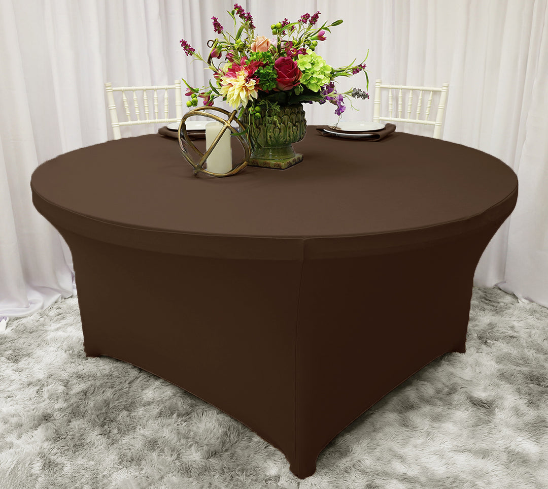 Housse de table ronde en élasthanne de 4 pieds - Chocolat (1pc)