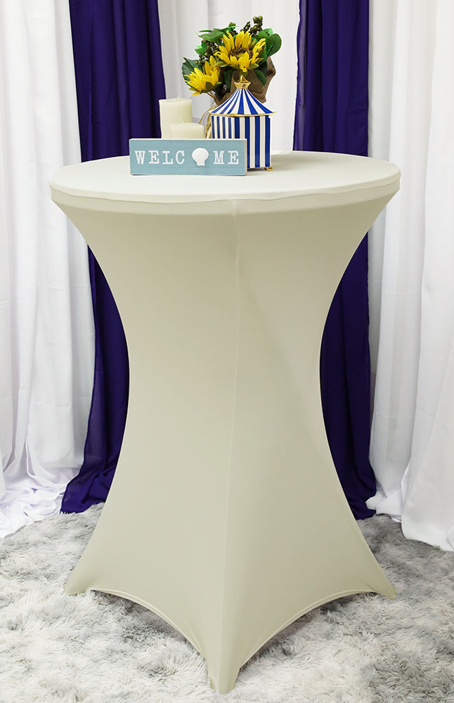 30"x42" Cocktail Spandex Table Cover - Ivory (1pc)