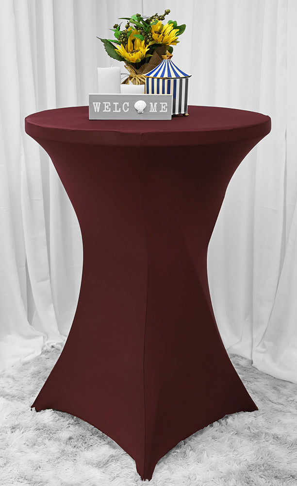 36"x42" Cocktail Spandex Table Cover - Burgundy (1pc)