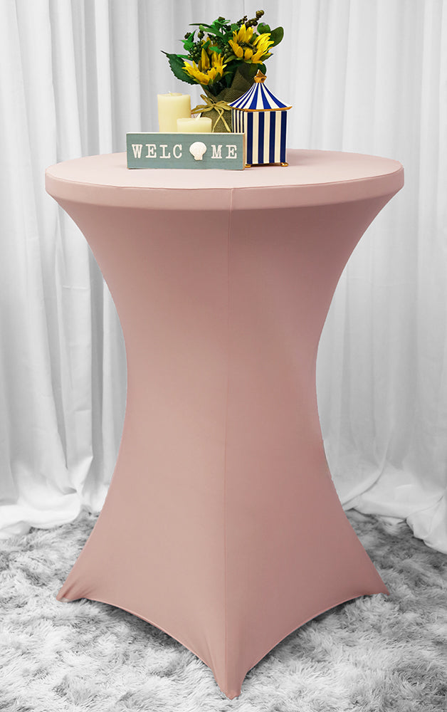 36"x42" Cocktail Spandex Table Cover - Blush Pink/Rose Gold (1pc)