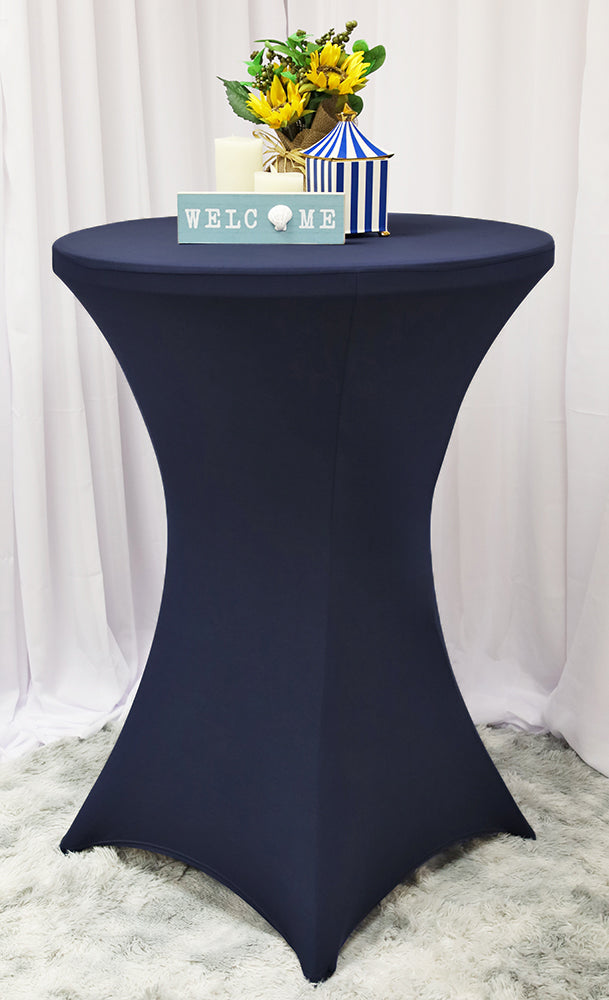 30"x42" Cocktail Spandex (220 GSM) Table Cover - Navy Blue (1pc)