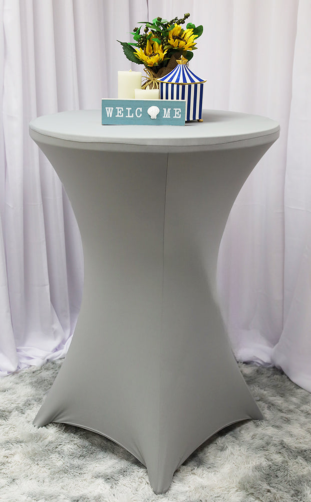 30"x42" Cocktail Spandex Table Cover - Silver (1pc)