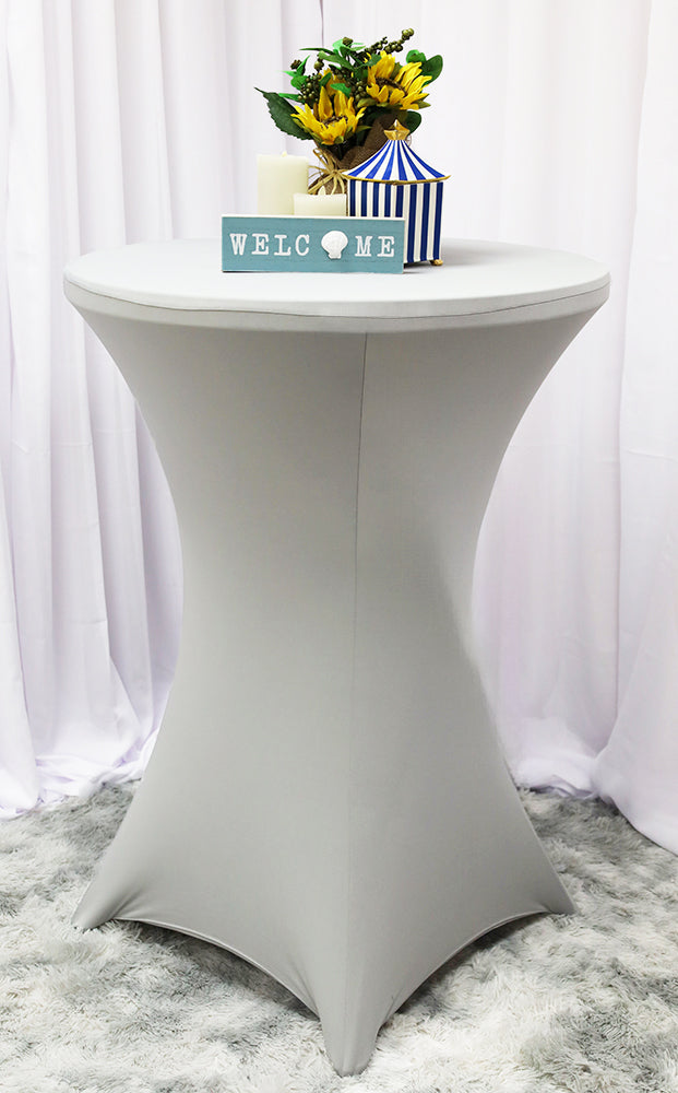 Cubierta de mesa de spandex para cóctel de 30 "x 42" (220 GSM) - Platino / Plata clara (1 pieza)