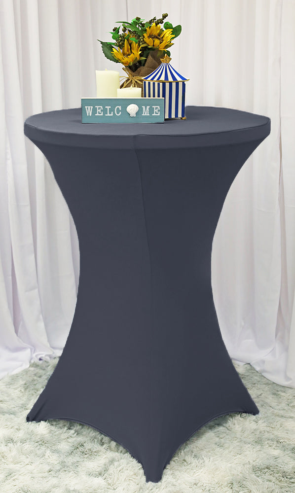 30"x42" Cocktail Spandex Table Cover - Pewter/Charcoal (1pc)