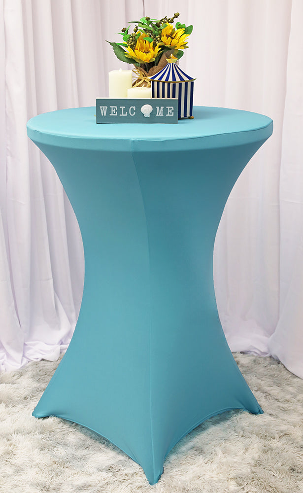 36"x42" Cocktail Spandex (220 GSM) Table Cover - Pool Blue (1pc)