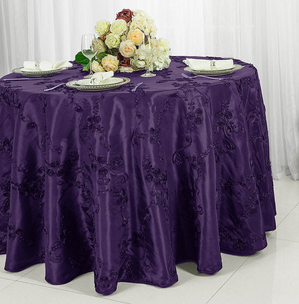 120" Seamless Round Ribbon Taffeta Tablecloth - Eggplant (1pc)
