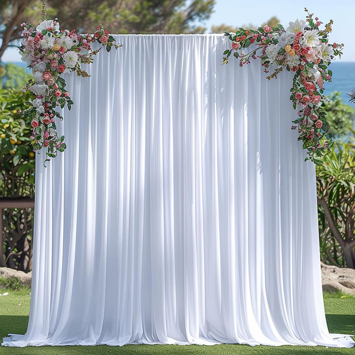 12 ft x 62" Spandex 4-Way Stretch (220 GSM) Event Backdrop Curtain Drape Panel - White (1pc)
