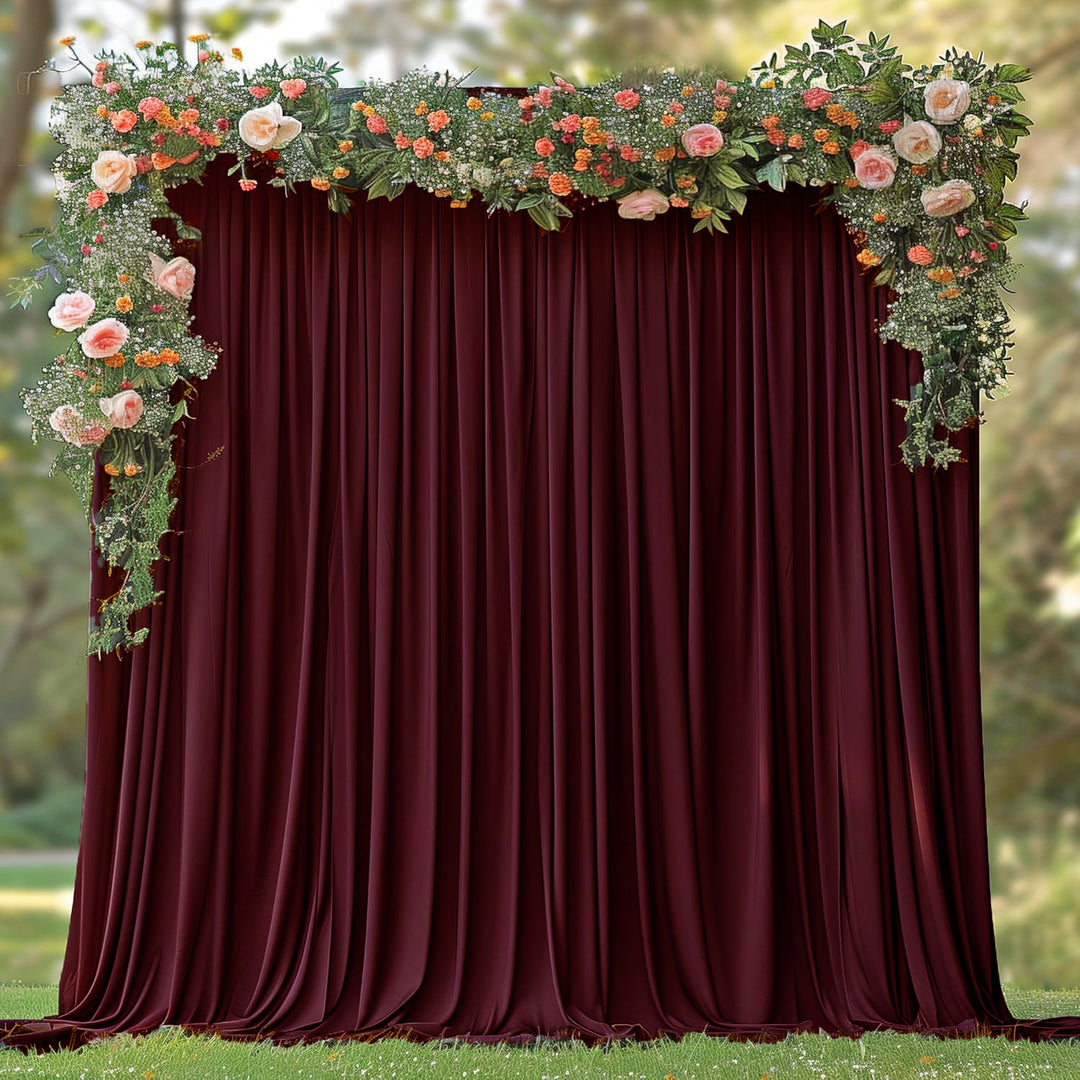 10 ft x 62" Spandex 4-Way Stretch (220 GSM) Event Backdrop Curtain Drape Panel - Burgundy (1pc)