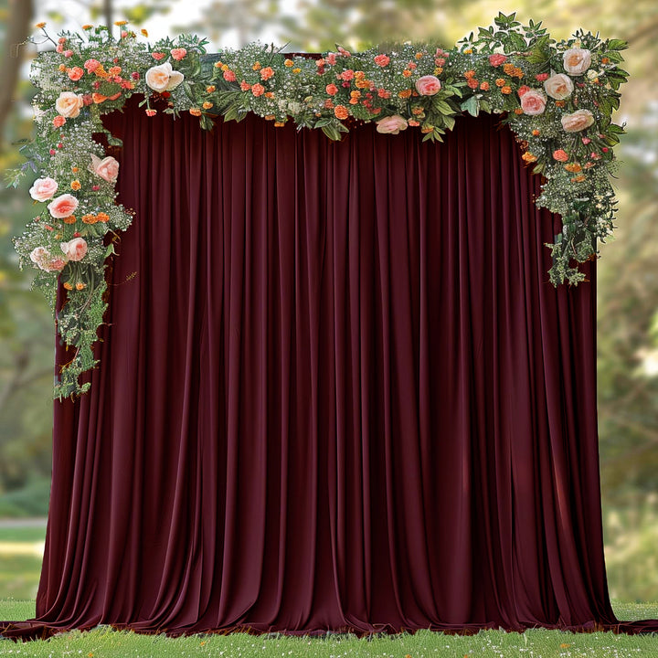 10 ft x 62" Spandex 4-Way Stretch (220 GSM) Event Backdrop Curtain Drape Panel - Burgundy (1pc)