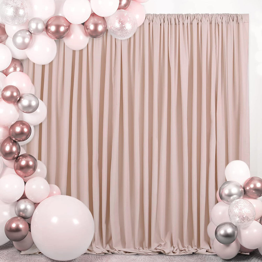 12 ft x 62" Spandex 4-Way Stretch (220 GSM) Event Backdrop Curtain Drape Panel - Blush Pink/Rose Gold (1pc)
