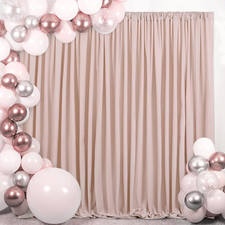 12 ft x 62" Spandex 4-Way Stretch (220 GSM) Event Backdrop Curtain Drape Panel - Blush Pink/Rose Gold (1pc)