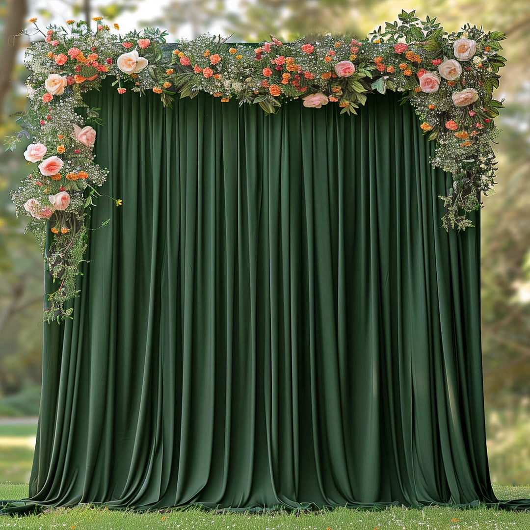 12 ft x 62" Spandex 4-Way Stretch (220 GSM) Event Backdrop Curtain Drape Panel - Hunter Green/Holly Green (1pc)