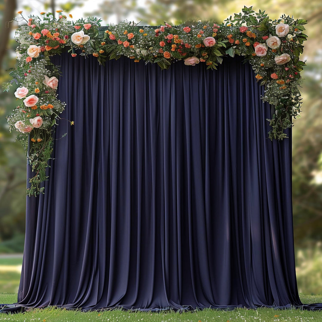 12 ft x 62" Spandex 4-Way Stretch (220 GSM) Event Backdrop Curtain Drape Panel - Navy Blue (1pc)