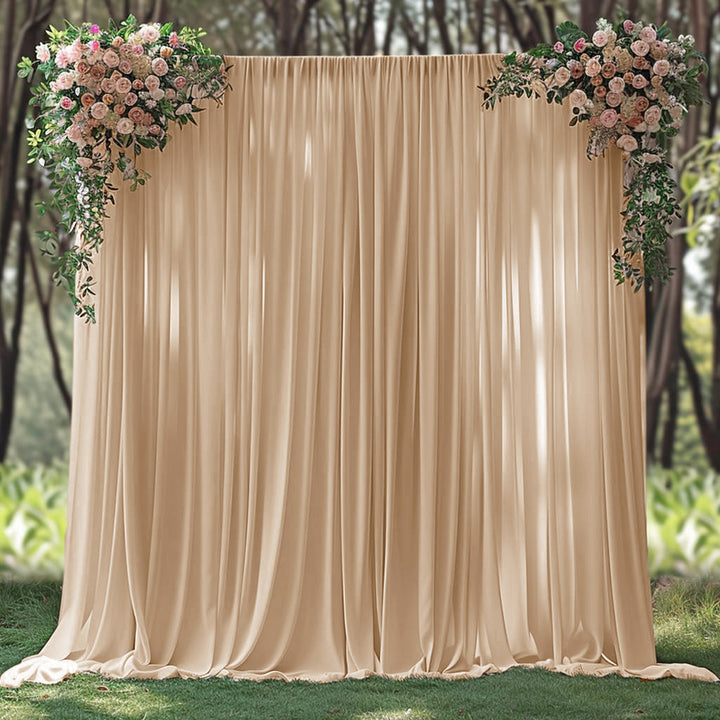 14 ft x 62" Spandex 4-Way Stretch (220 GSM) Event Backdrop Curtain Drape Panel - Champagne (1pc)