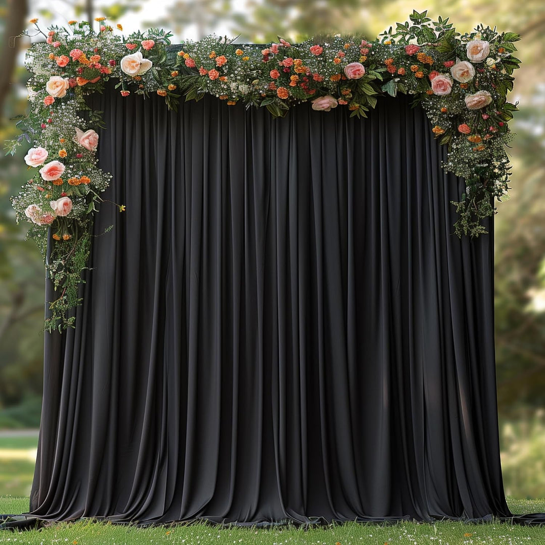 12 ft x 62" Spandex 4-Way Stretch (220 GSM) Event Backdrop Curtain Drape Panel - Black (1pc)