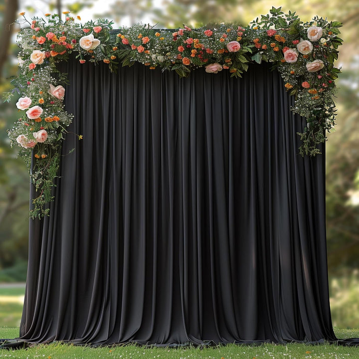 12 ft x 62" Spandex 4-Way Stretch (220 GSM) Event Backdrop Curtain Drape Panel - Black (1pc)