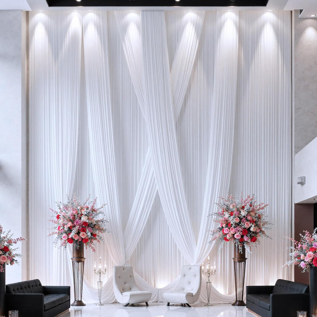 32 ft x 62" Spandex 4-Way Stretch (220 GSM) Event Ceiling Drapery Backdrop Panel - White (1pc)